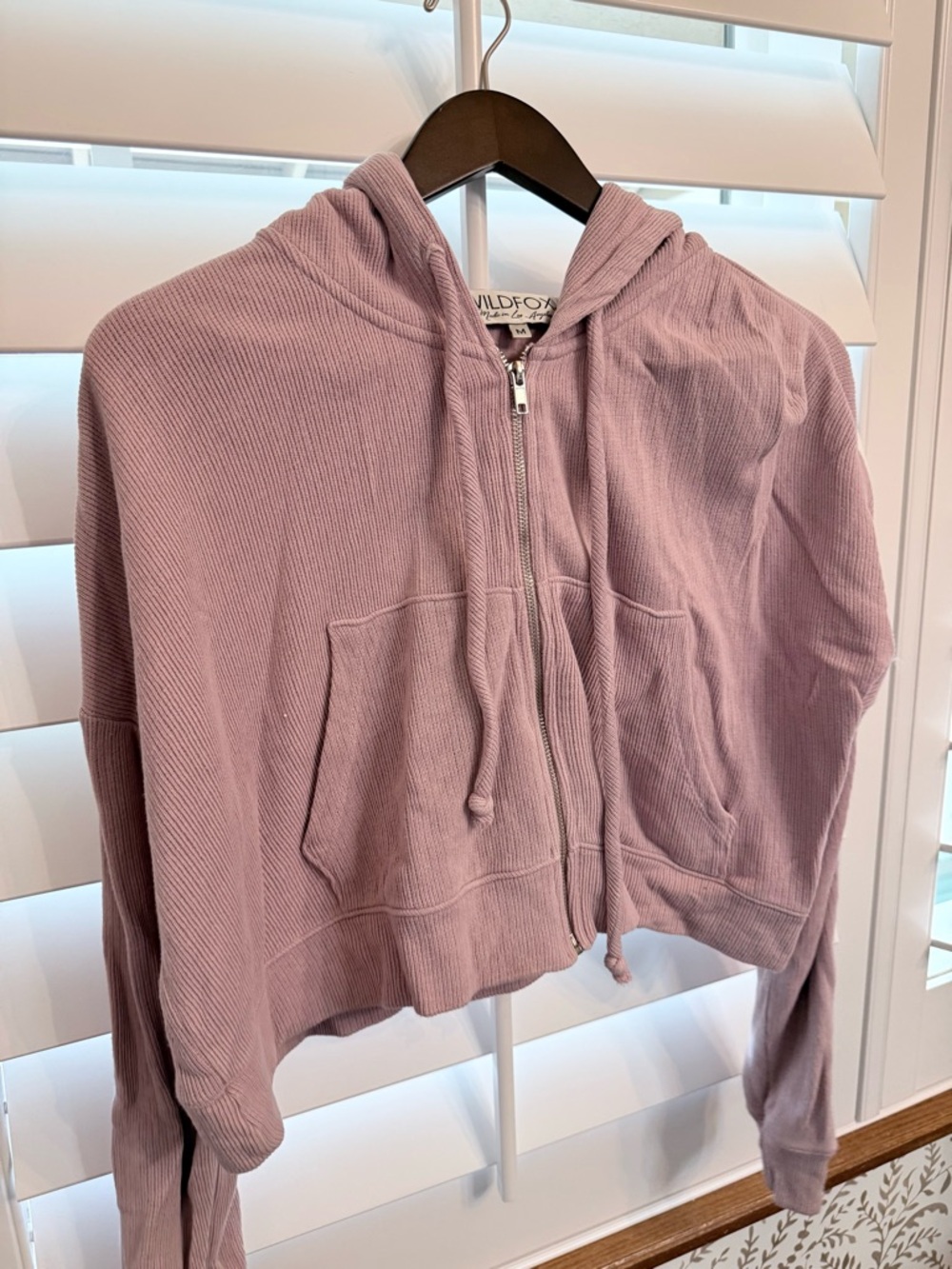 Wildfox Dusty Rose Cropped Zip Hoodie